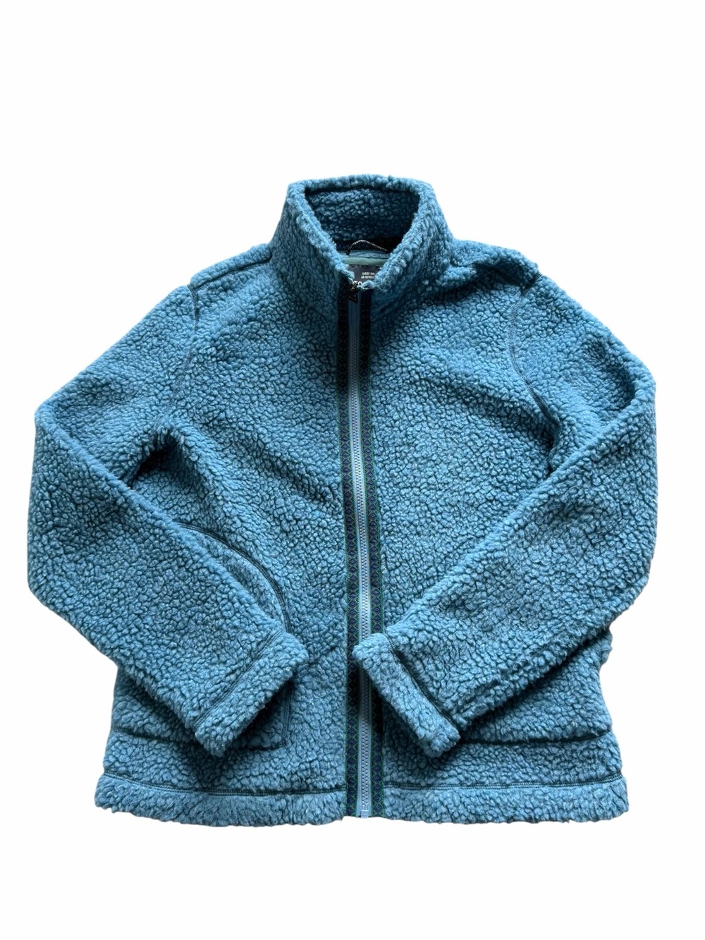 Toad&Co Womens Sespe Sherpa Full Zip Jacket Medium Blue Wool Blend Fleece